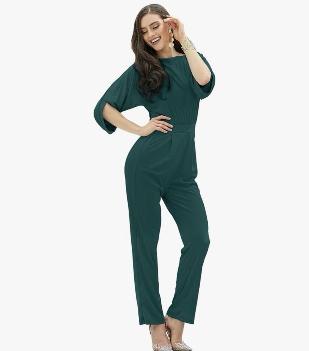 KOH KOH Womens Short Sleeve Sexy Semi Formal Cocktail OnePiece Jumpsuit Size S